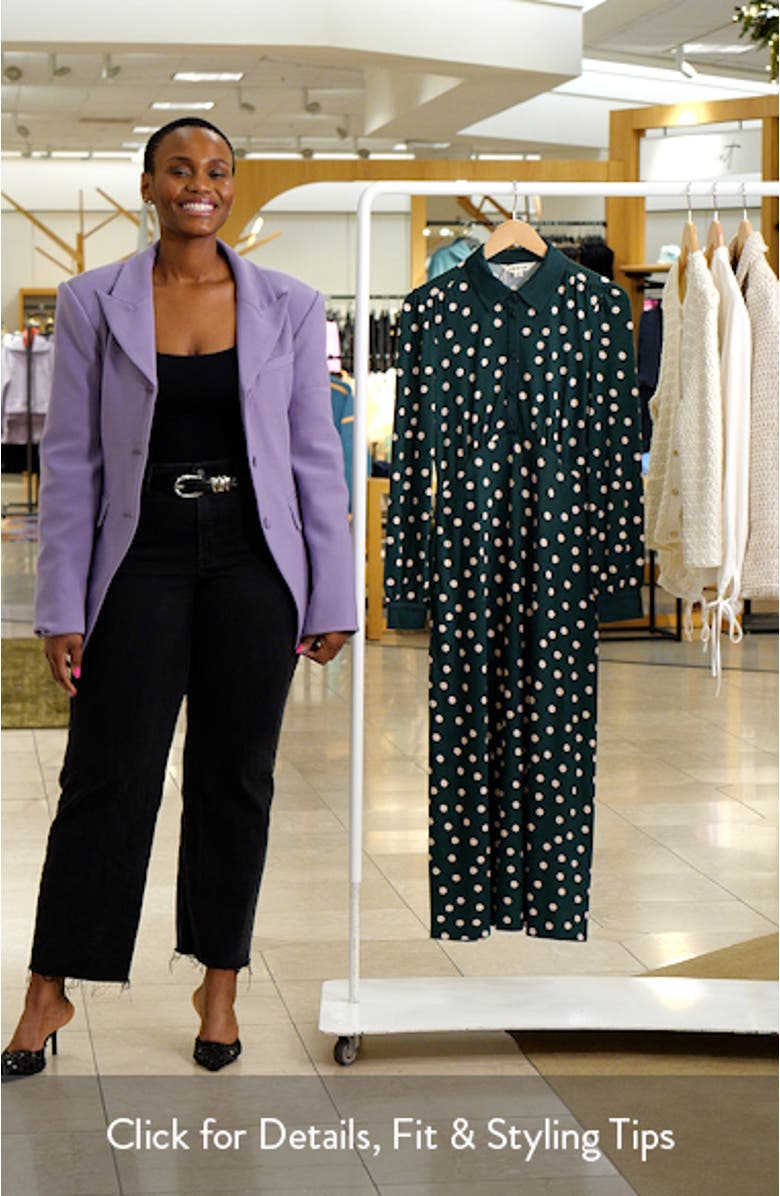 Polka Dot Empire Waist Long Sleeve Dress, sales video thumbnail