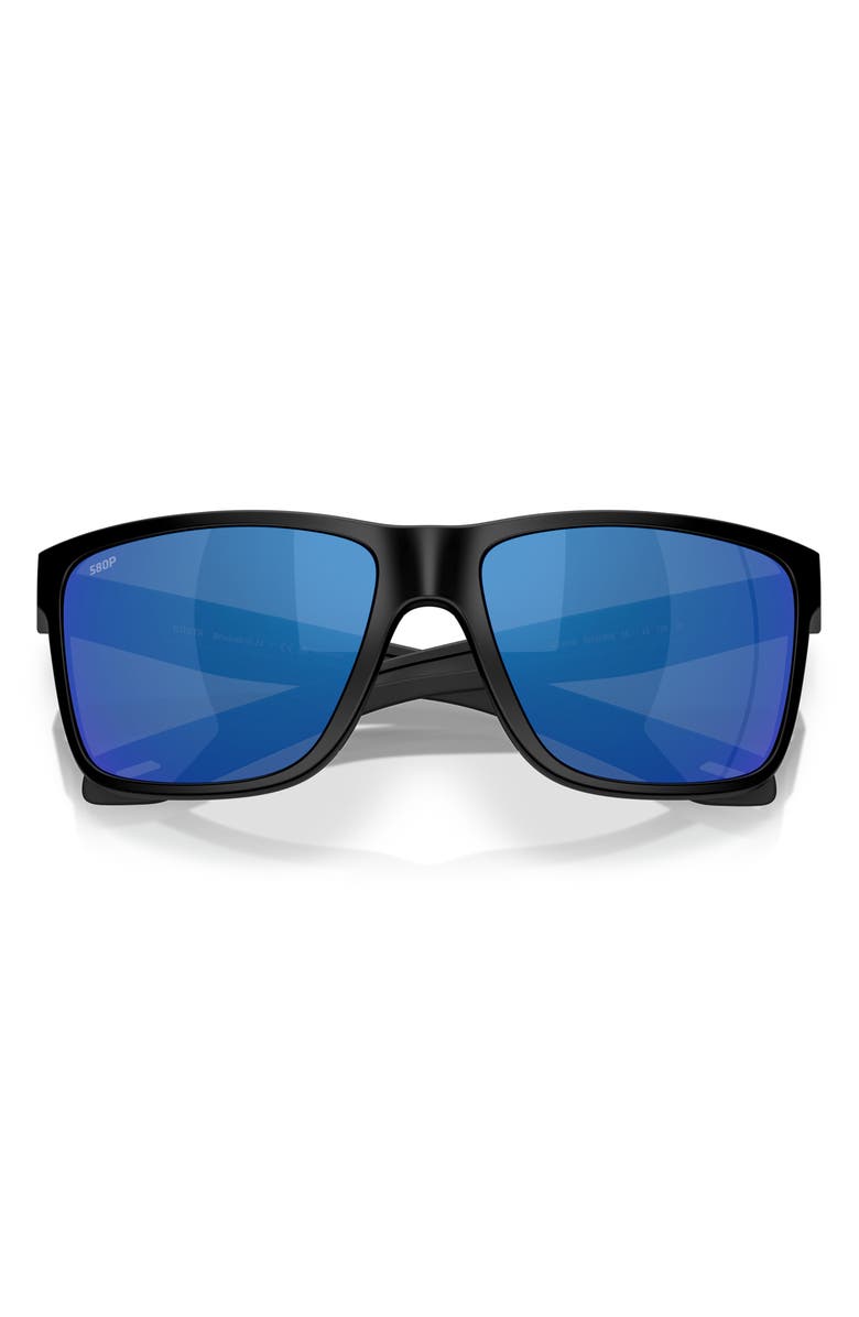 Costa Del Mar Broadbill II 58mm Polarized Rectangular Sunglasses, Alternate, color, Matte Black/ Bright Blue