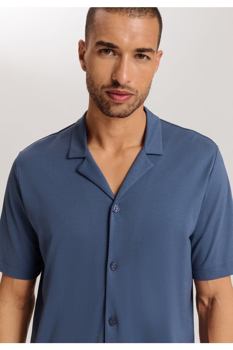Night And Day Button Front Cotton Pajama Set, Alternate, color, Night Blue Tiles