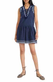 Embroidery Detail Sleeveless Cotton Minidress