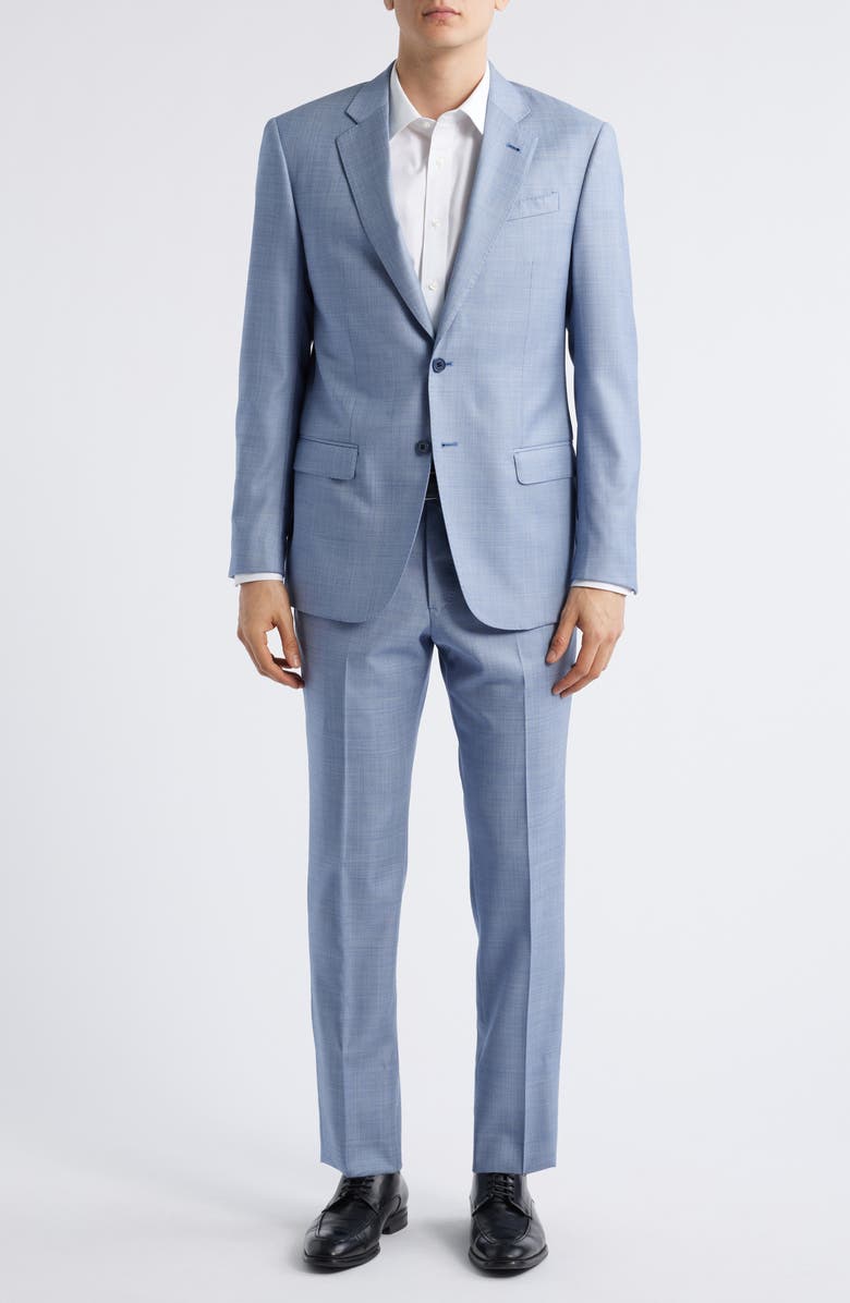 Emporio Armani Light Blue Mélange Wool Suit, Main, color, Light Blue