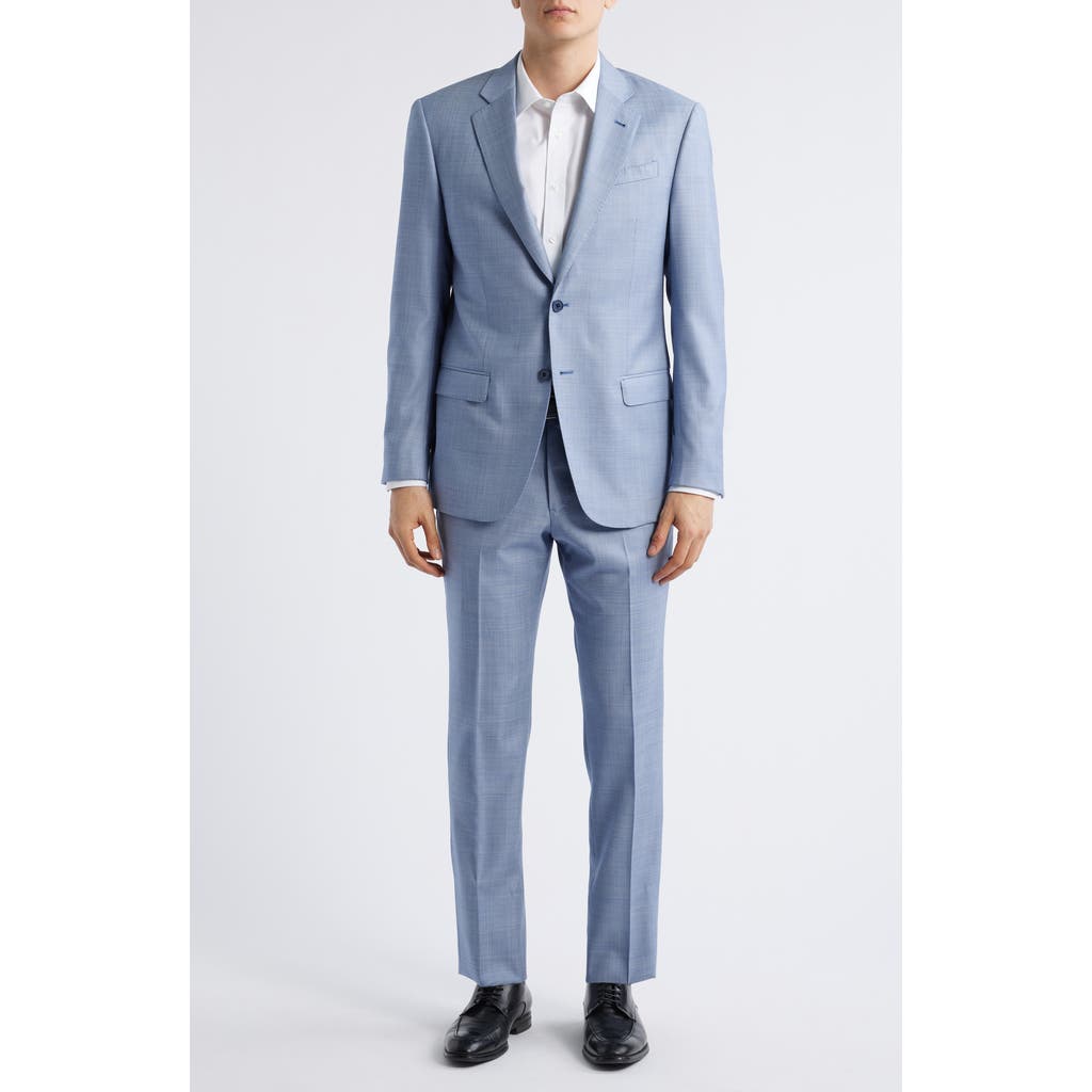 Emporio Armani Light Blue Mélange Wool Suit In Light Blue