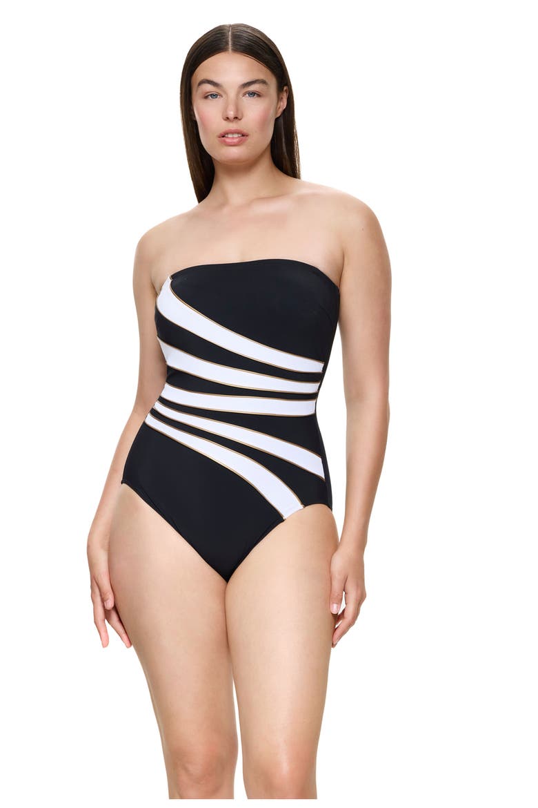 Luxe Allure Bandeau One Piece, Main, color, Black-Gold