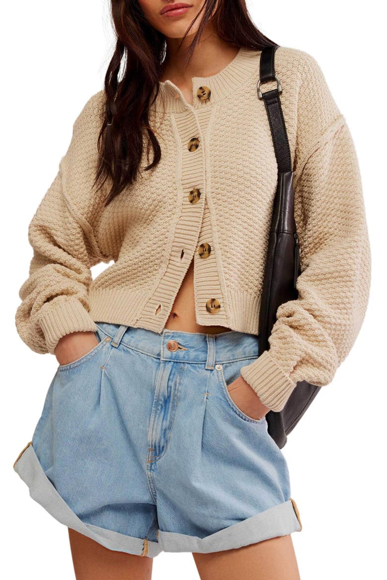 Lila Crop Cardigan, Main, color, BIRCH