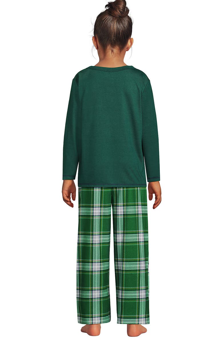 Lands' End Kids Soft Jersey Sleep Top, Alternate, color, Emerald Plaid