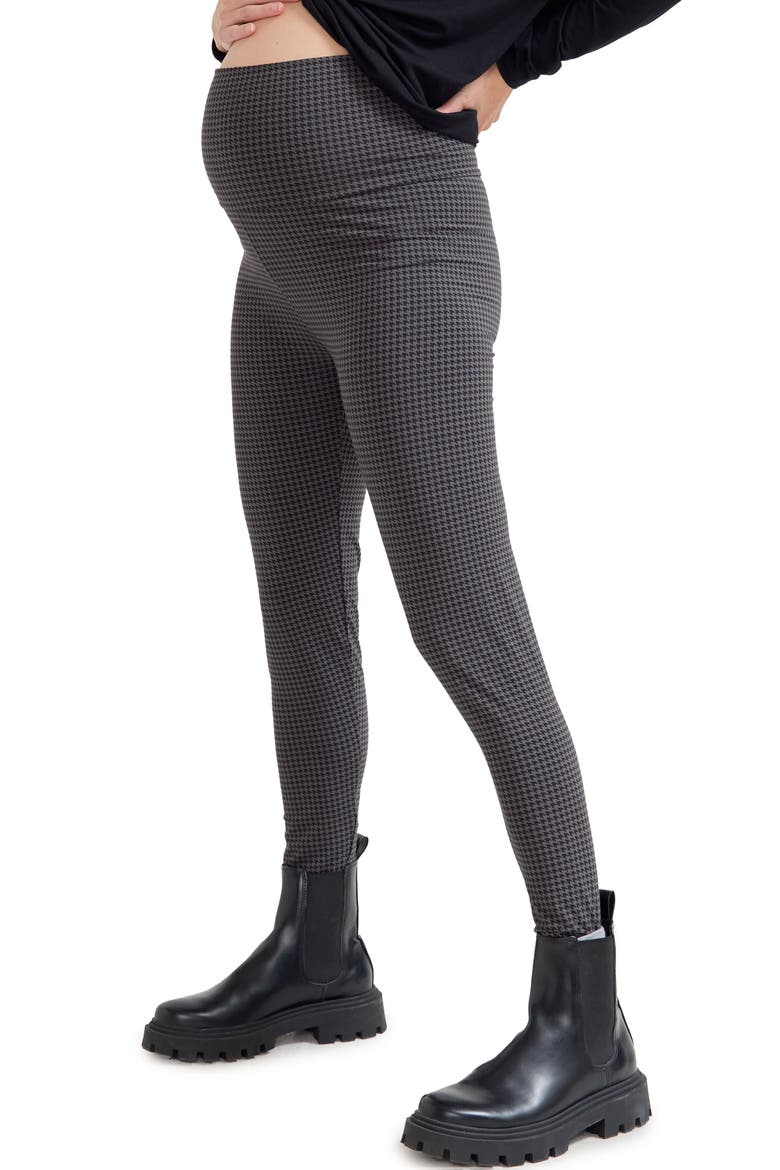 The Ultimate Maternity Over The Bump Leggings, Alternate, color, GREY HOUNDSTOOTH
