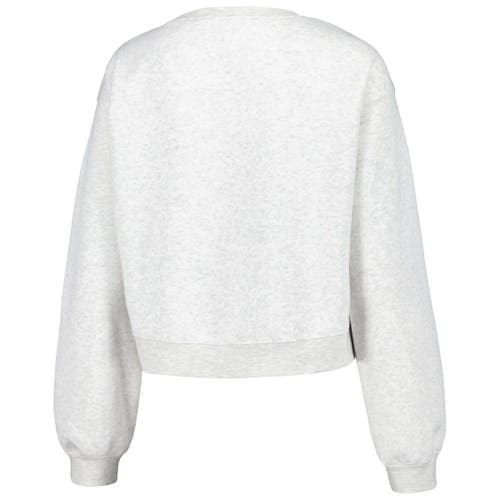 Zoozatz Oatmeal Florida Gators Core Chenille Cropped Pullover Sweatshirt In Oatmeal