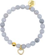Little Miss Zoe Semi-Precious Gemstone Heart Charm Bracelet in Gift Pouch