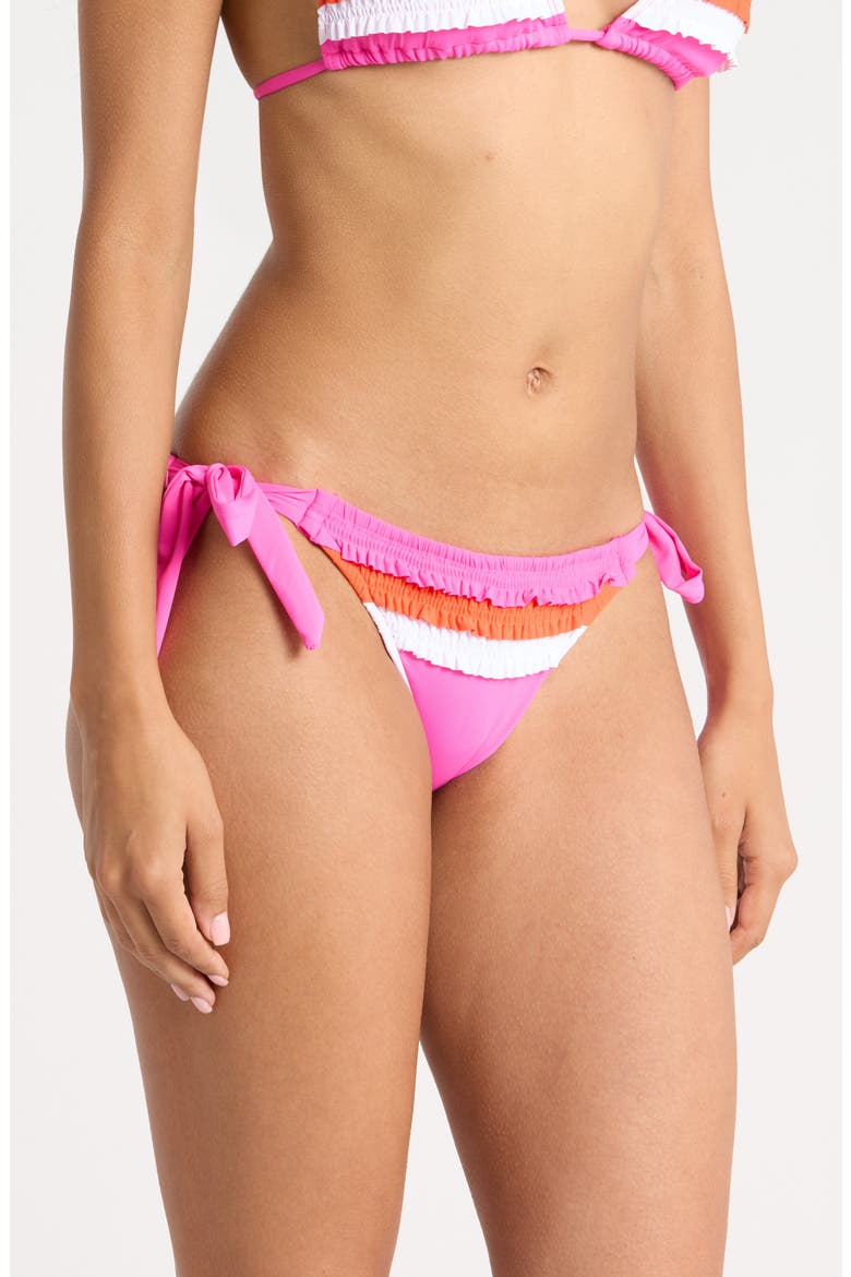 Flamingo Side Tie Bikini Bottoms, Alternate, color, STRAWBERRY