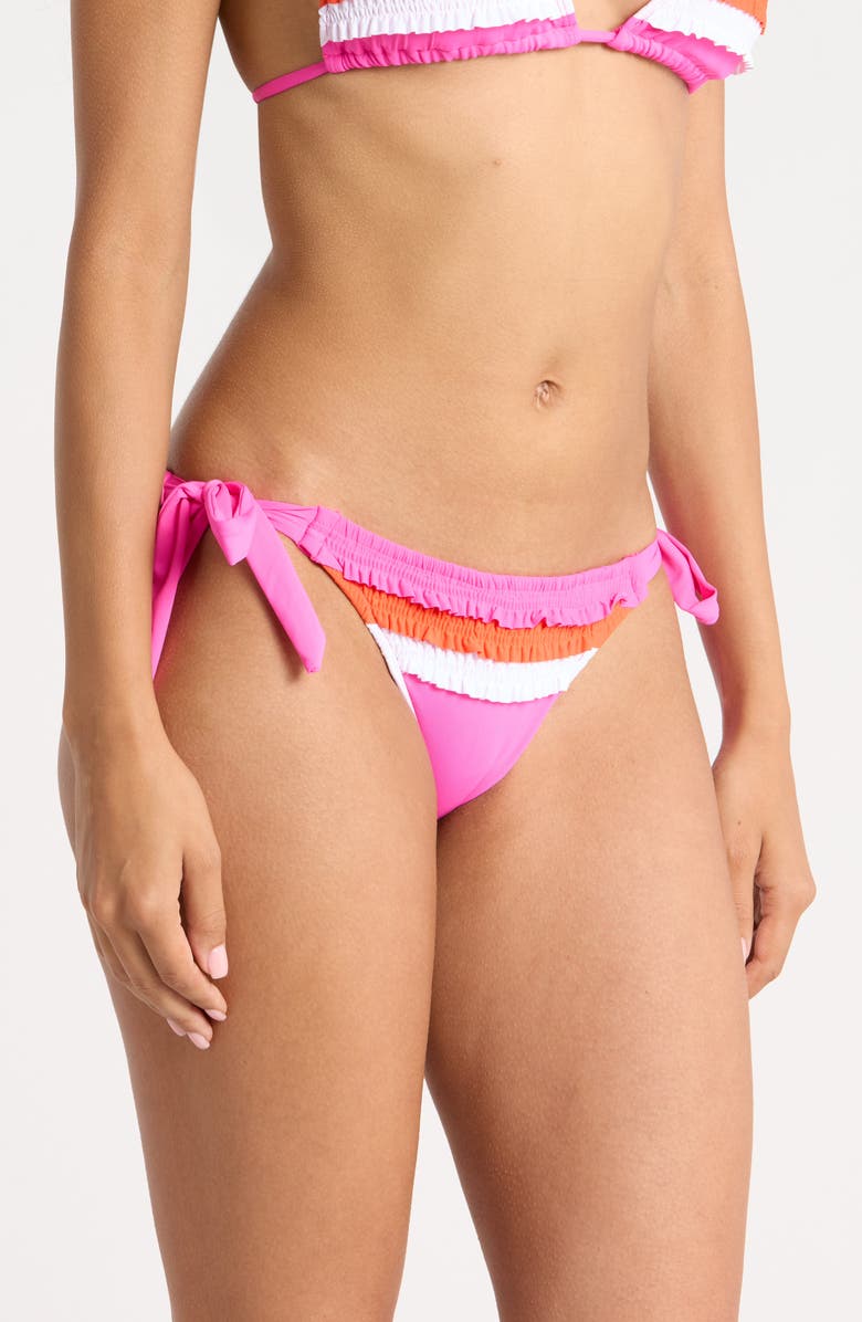 Becca Flamingo Side Tie Bikini Bottoms, Alternate, color, Strawberry