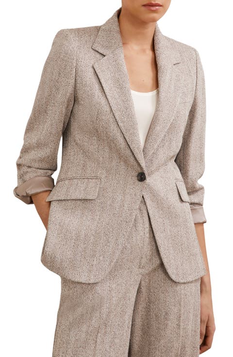 Isla One-Button Herringbone Jacket