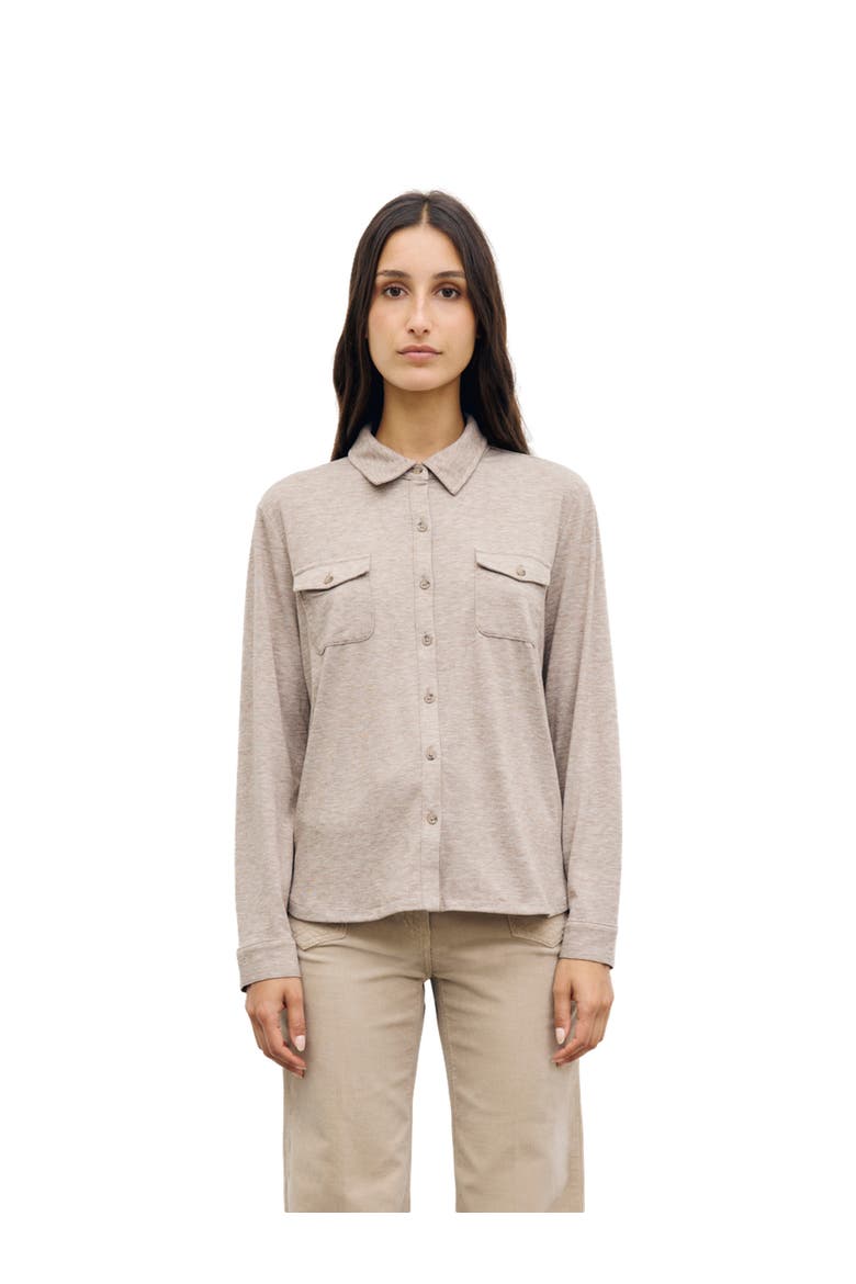 Barba Button Front Shirt, Main, color, Beige