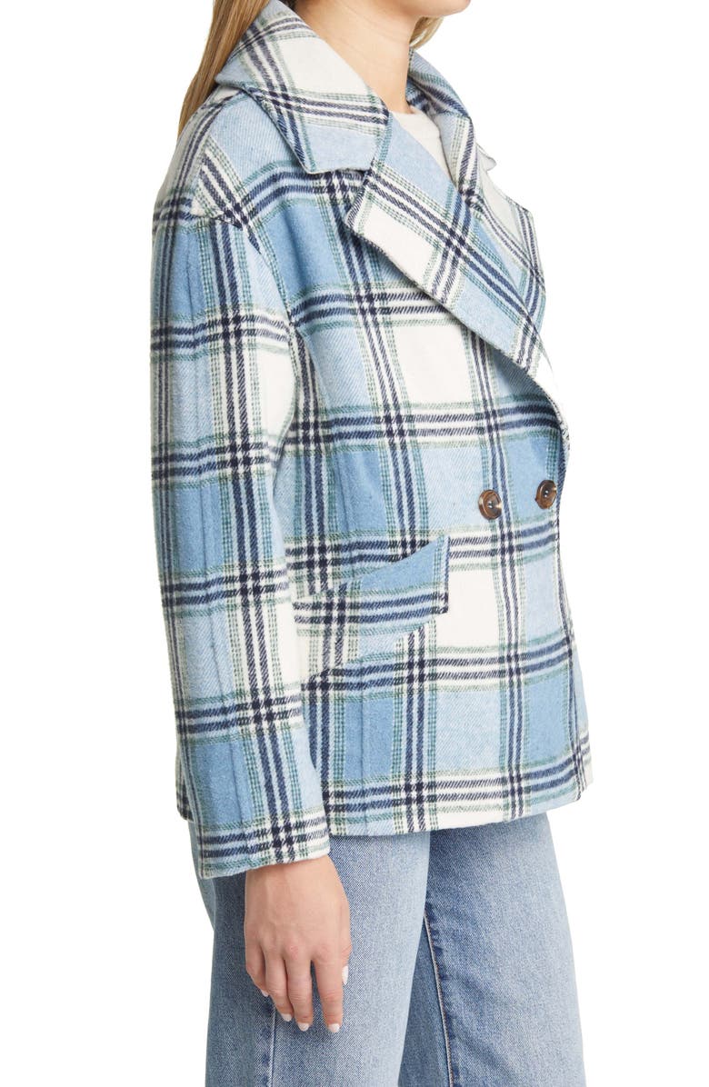Halogen<sup>®</sup> Plaid Crop Wool Coat, Alternate, color,