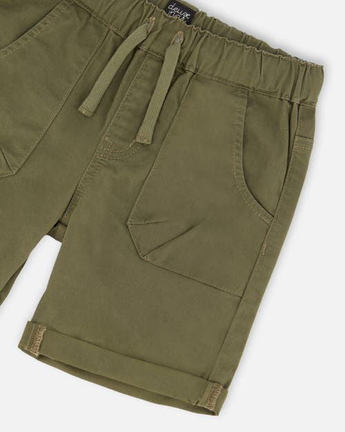 Deux Par Deux Little Boy's Stretch Twill Short Dark Olive Green In Dark Olive Green