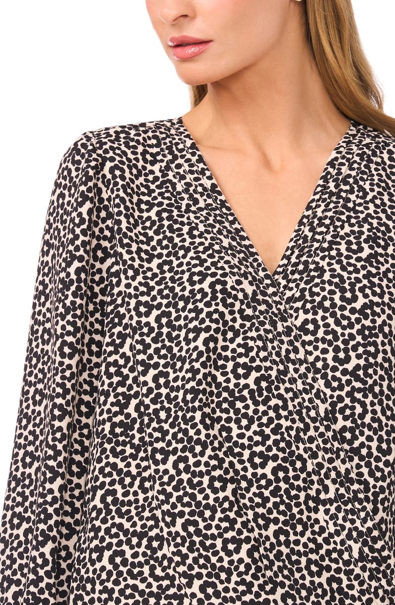 Halogen<sup>®</sup> Dot Flower Print Long Sleeve Wrap Top, Alternate, color, Birch