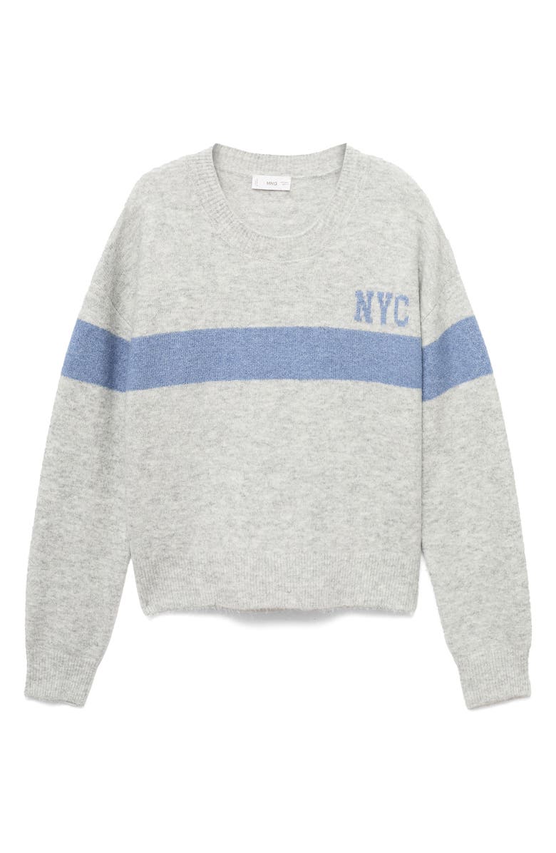 MANGO TEEN NYC Intarsia Stripe Sweater, Alternate, color, Medium Heather Grey