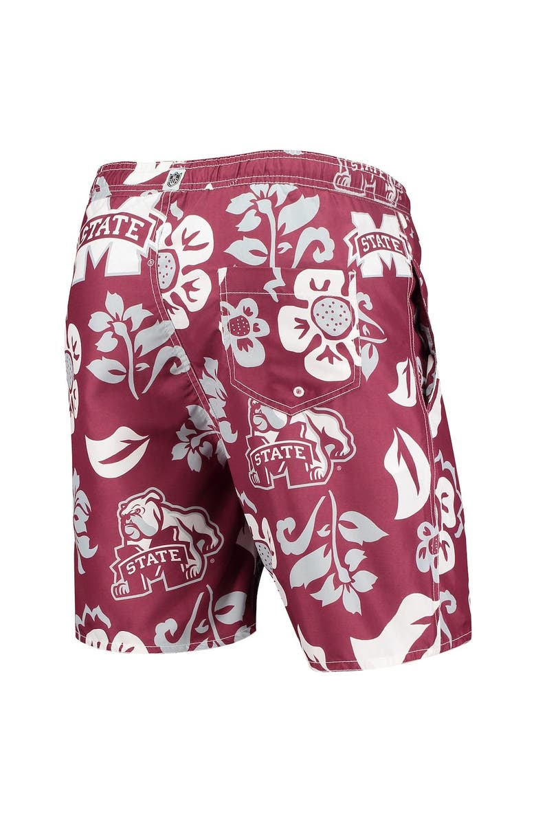 Wes & Willy Men's Wes & Willy Maroon Mississippi State Bulldogs Floral Volley Logo Swim Trunks, Alternate, color, Maroon