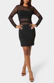 bebe Illusion Mesh Mini Dress