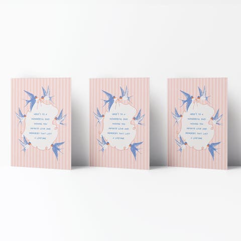 Wedding Greeting Card Pack Sets (3 ct) Swallows wedding Wishes