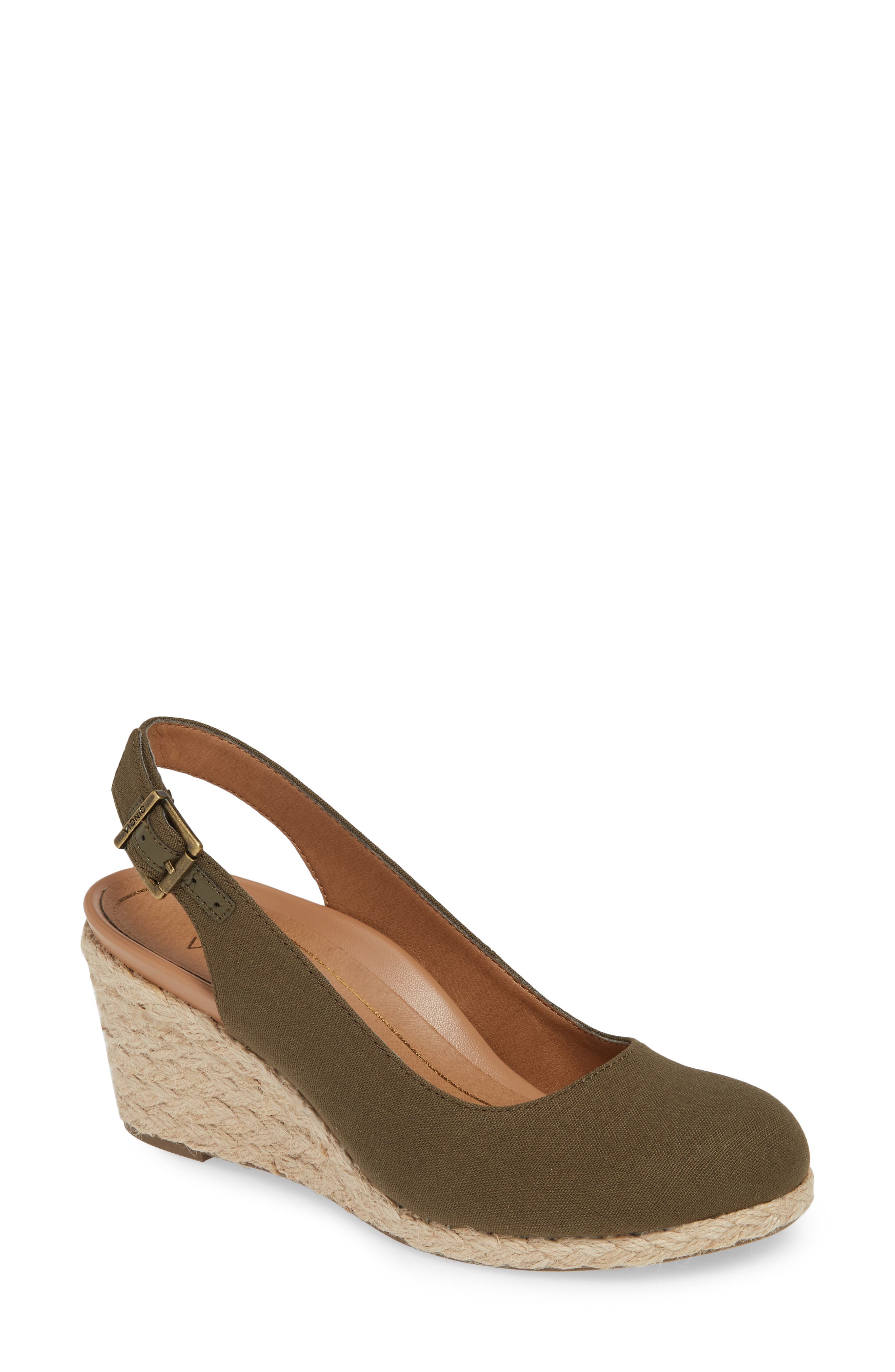 Coralina Orthaheel® Espadrille Wedge Slingback Sandal, Main, color, OLIVE CANVAS
