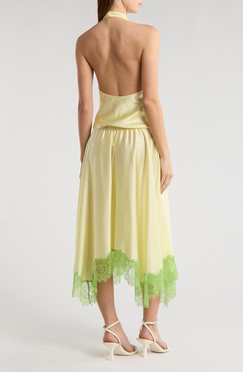 STAUD Elira Cowl Halter Neck Midi Dress, Alternate, color, Key Limes