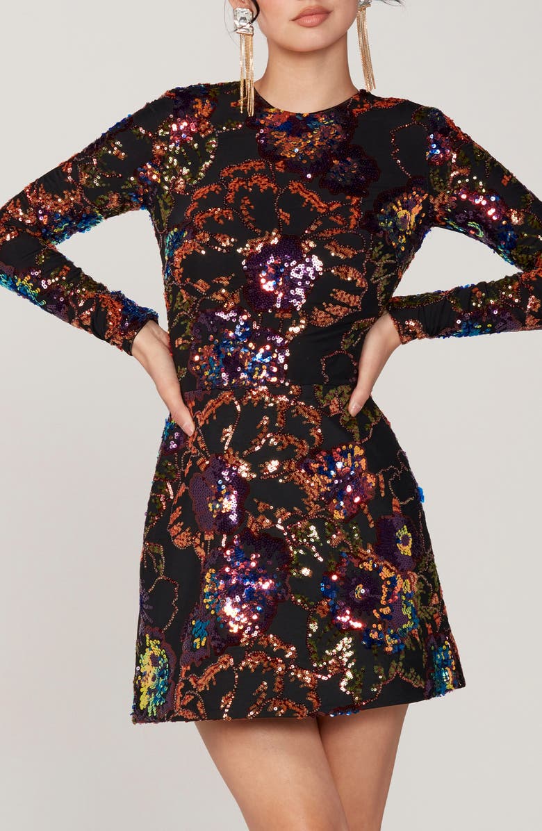 HELSI Avery Sequin Open Back Long Sleeve Cocktail Minidress | Nordstromrack