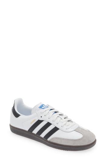 Adidas Originals Womens Silver Metallic Black Gu Samba Og Logo-print Metallic-leather Low-top Trainers Eur 36 / 3 Uk In White