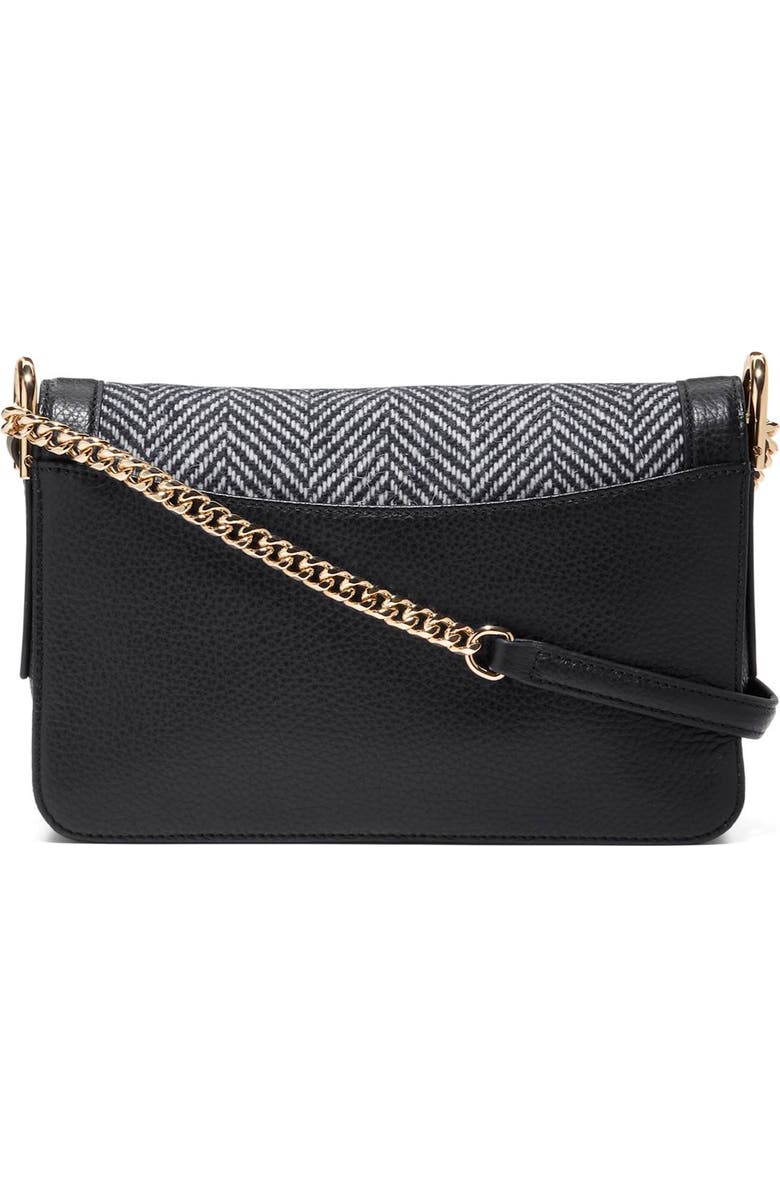 Cole Haan Daniella Leather Chain Shoulder Bag, Alternate, color, Herringbone Tweed/ Black