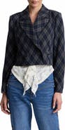 Avec Les Filles Plaid Double Breasted Cropped Blazer