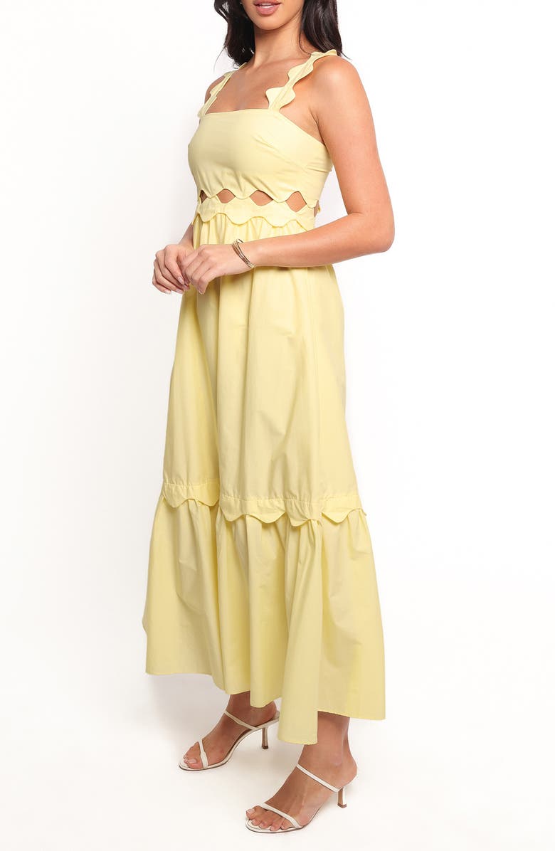 Petal & Pup Dixie Scalloped Cutout Cotton Maxi Dress, Alternate, color, Yellow