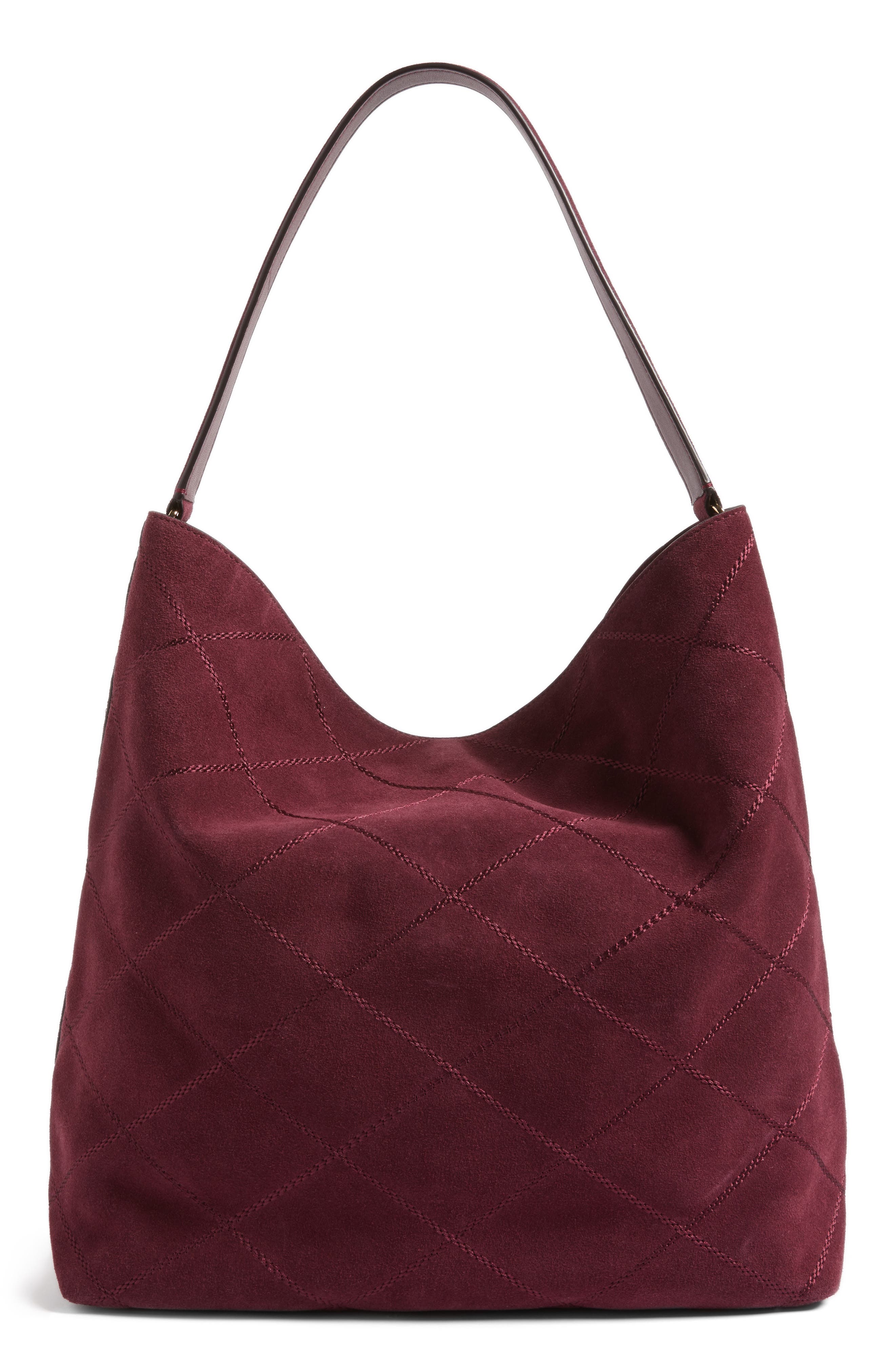 Tory Burch Frida Stitched Suede Hobo, Alternate, color, 