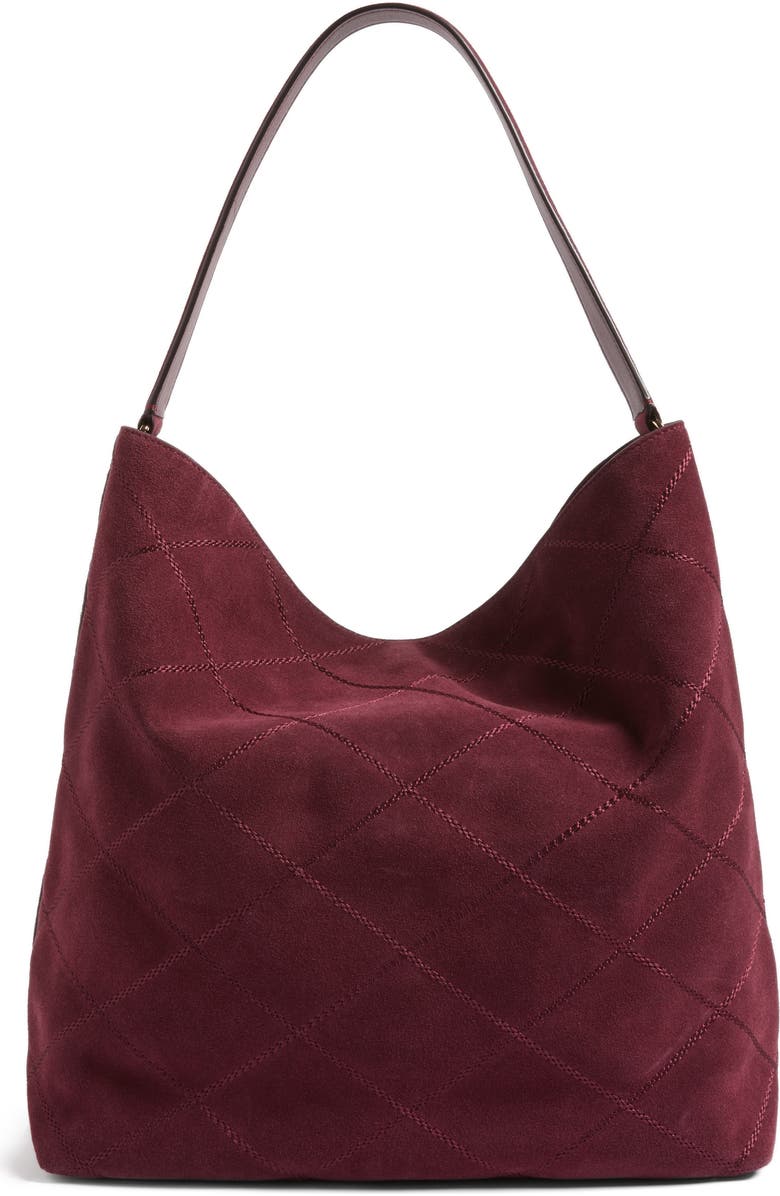 Tory Burch Frida Stitched Suede Hobo, Alternate, color,