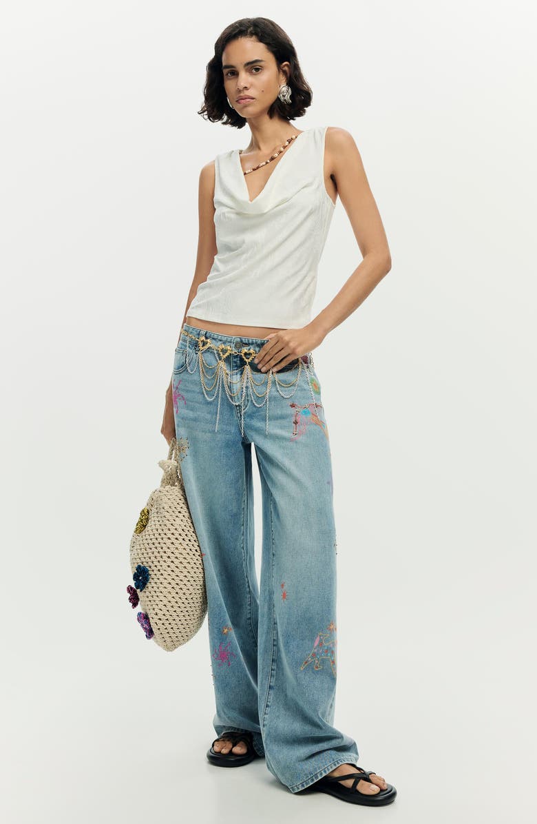 Desigual Cowl Neck Sleeveless Top, Alternate, color, 