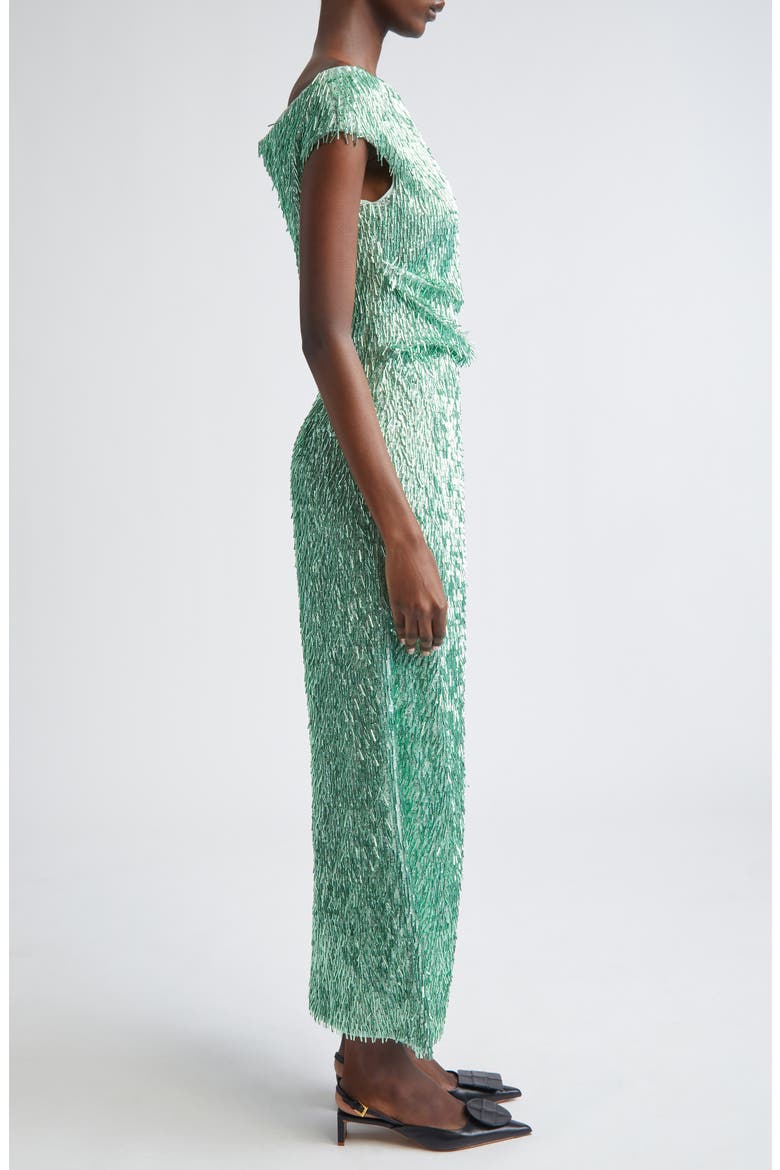 Beaded Off the Shoulder Cocktail Dress, Alternate, color, MINT