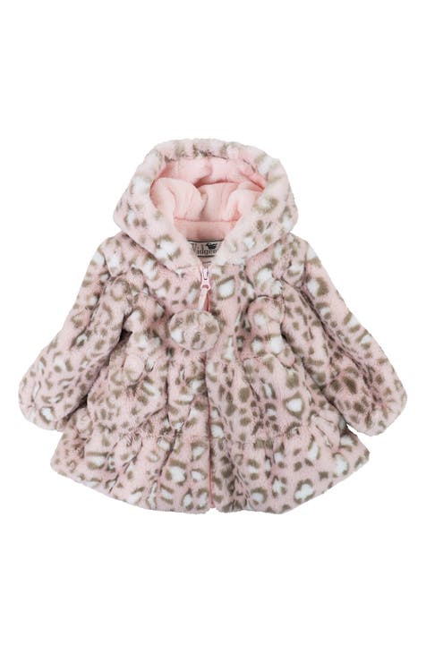 Hooded Faux Fur Swing Coat (Baby)