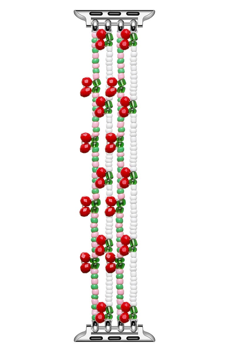 The Posh Tech Cherry Beaded Apple Watch<sup>®</sup> Watchband, Main, color, 