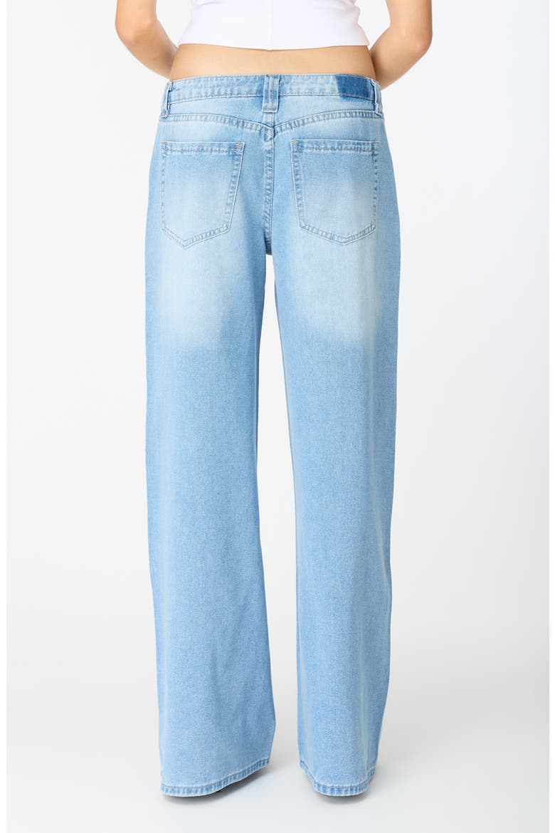 Maya Floral Appliqué Mid Rise Ultra Wide Leg Jeans, Alternate, color, VINTAGE WASH