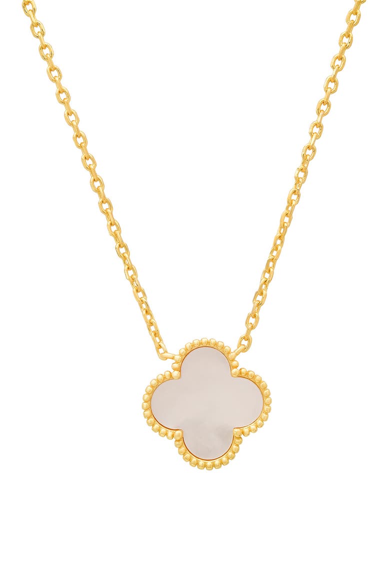Mother-of-Pearl Clover Necklace, Main, color, GOLD