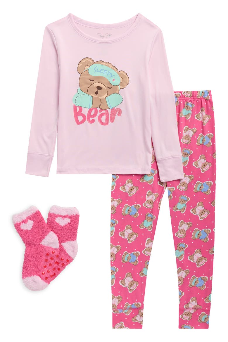 Kids' Snuggle Up Pajamas & Socks Set, Main, color, PINK BEARS