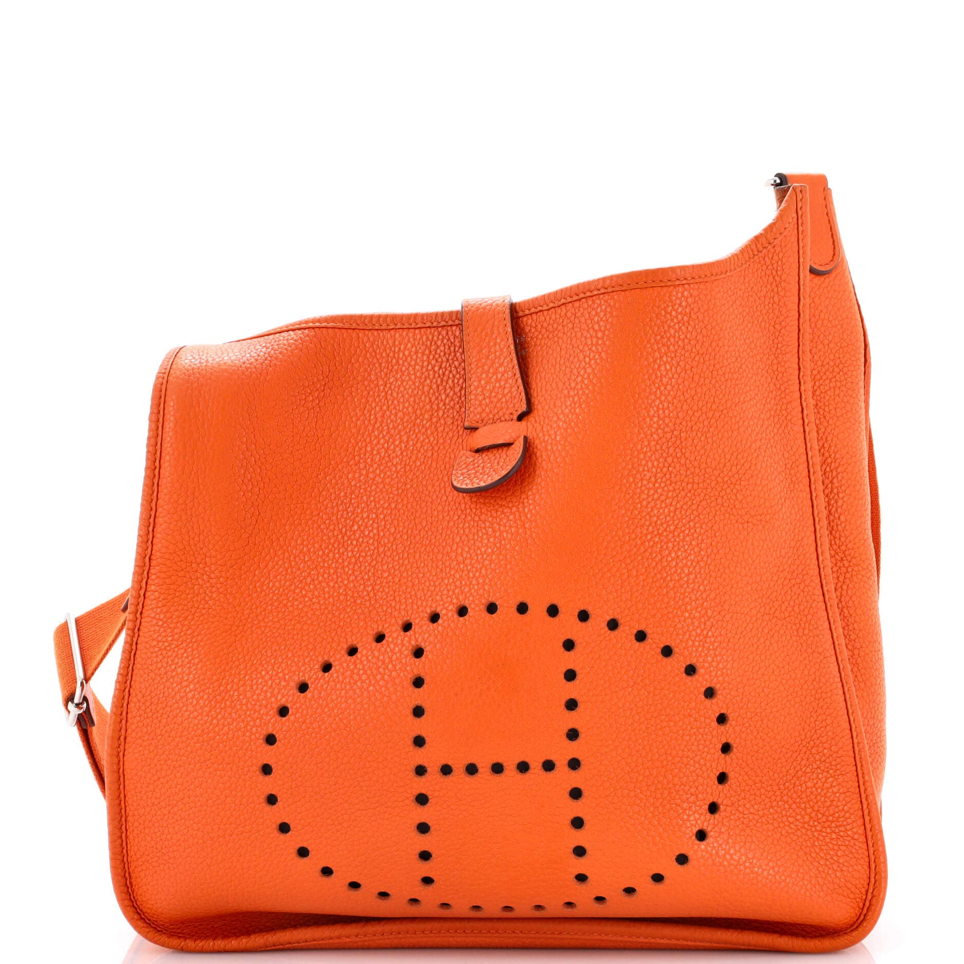 Pre-Owned Hermes Evelyne Bag Gen III Clemence GM, Main, color, Orange