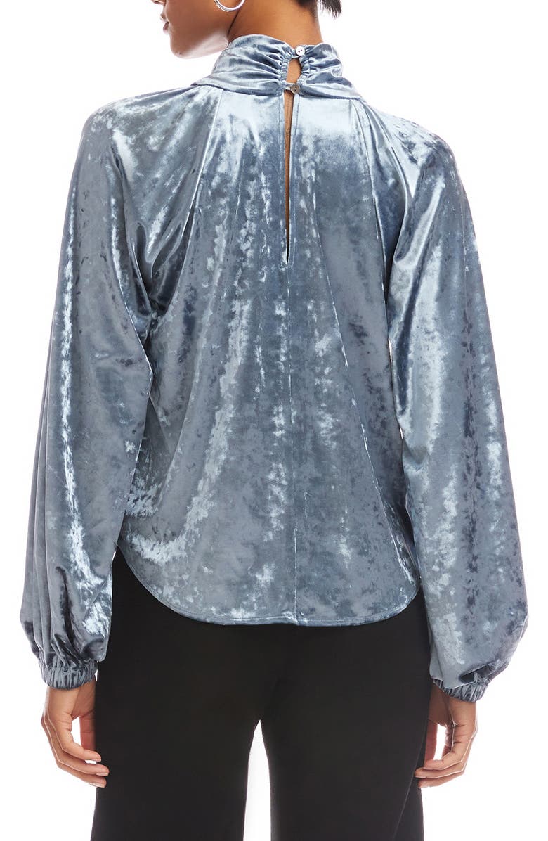 FIFTEEN TWENTY Alana Knot Detail Crushed Velvet Top, Alternate, color, Ice Blue