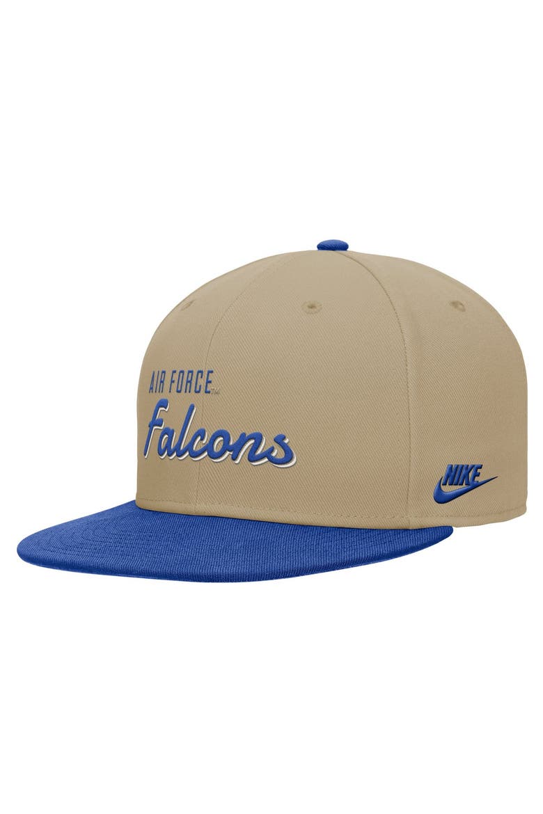 Men's Nike Beige/Royal Air Force Falcons Pro Dri-FIT Snapback Hat, Alternate, color, Beige