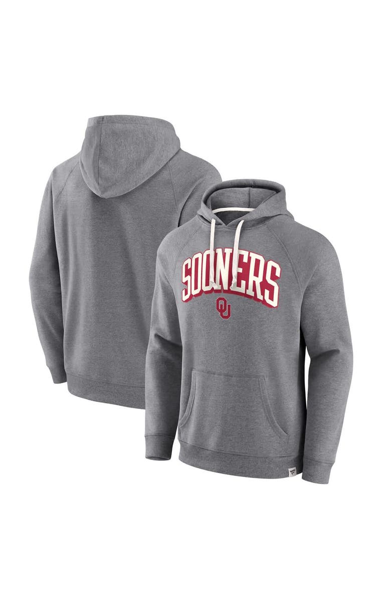 FANATICS Men's Fanatics Heather Gray Oklahoma Sooners True Classics On Deck Raglan Fleece Pullover Hoodie, Main, color, Heather Gray