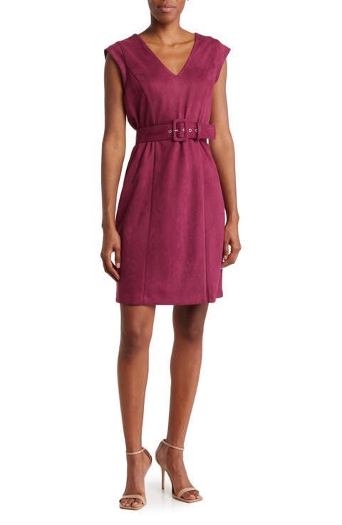 Sleeveless Belted Waist Sheath Dress