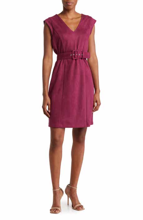Sleeveless Belted Waist Sheath Dress