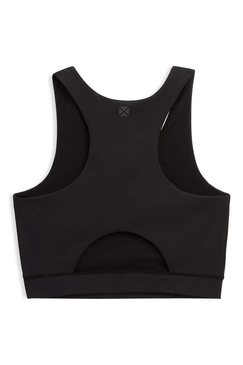 Cutout Racerback Sports Bra with Hidden Pocket, Alternate, color, BLACK