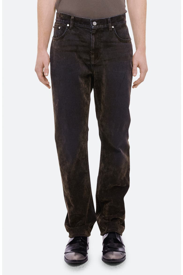 Flocked Velvet Straight Leg Jeans, Main, color, FLOCKED OLIVE
