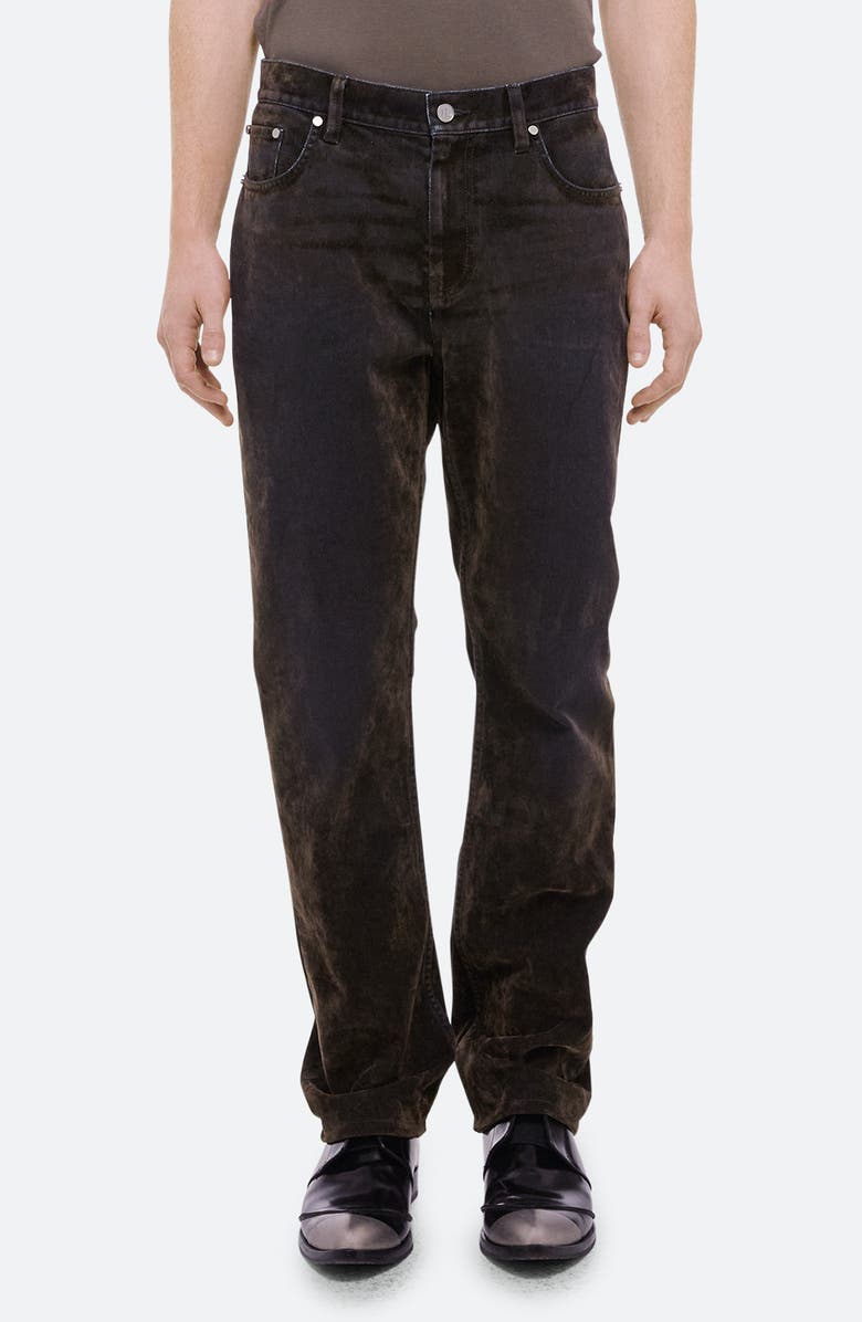 Helmut Lang Flocked Velvet Straight Leg Jeans, Main, color, Flocked Olive