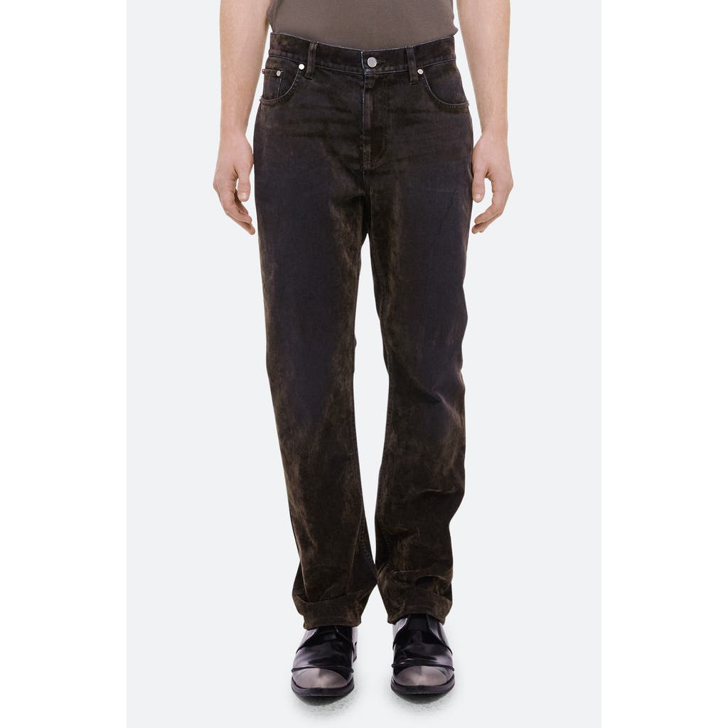 Helmut Lang Men's Slim-fit Flocked Denim Jeans In Flocked Olive