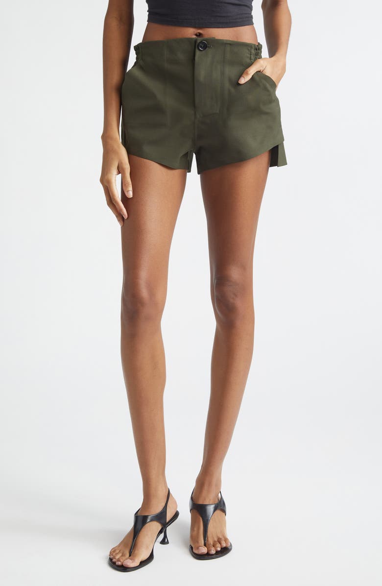 Coperni Technical Tailored Wool Blend Shorts, Main, color, Green Khaki Green